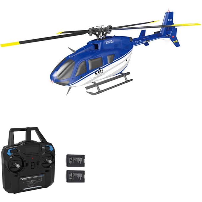 Afstandsbedieningshelikopter 2,4GHz afstandsbediening drone 6-assige gyroscoopstabilisatie Rolroerloos 2 battery blauw