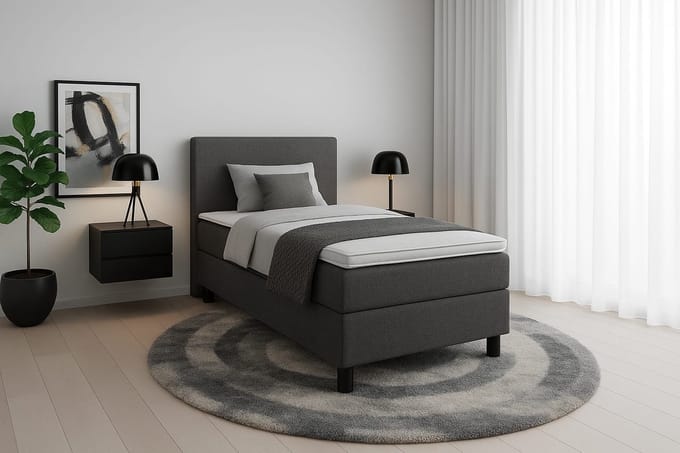Boxspring DreamLux - 80x200 Compleet - Antraciet Glad - BalBedden