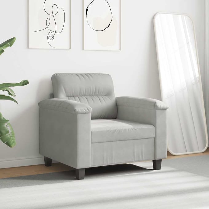 vidaXL - Fauteuil - 60 - cm - microvezelstof - lichtgrijs