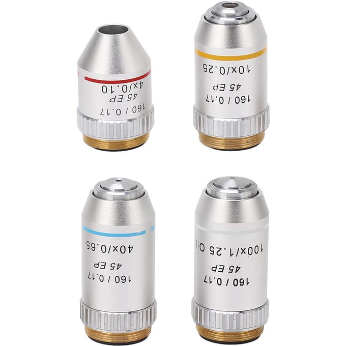 Objectif achromatique 4X 10X 40X 100X Chromé Taille RMS 195EP Objectif de microscope