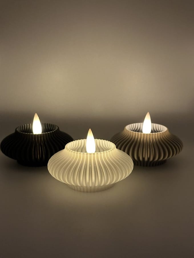 Ripple Tealight Holder - Grey - 3-Pack
