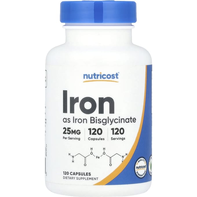 Nutricost, iron, 25 mg, 120 capsules
