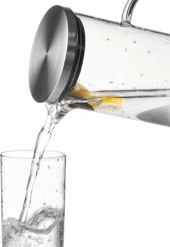 APS Waterkaraf - glazen karaf met RVS deksel - Ø 9,5 cm - 1,5 liter