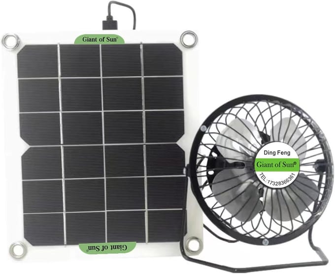 Zonnepaneel Ventilator Kit - Solar Ventilator - Broeikas Koeling - Energiezuinig Ontwerp - 22 x 19 cm - Meerkleurig
