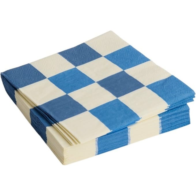 HAY Patroonverpakking van 20 servetten - off-white and blues M check - Lunch
