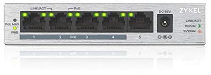 5-Port Gigabit Switch met PoE+ - 60 Watt Budget voor MKB