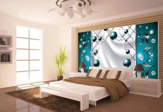 Poster | Turquoise , Zilver | 104 x 70,5 cm