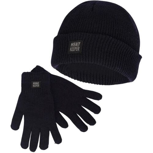 Heatkeeper Heren Winter Thermo Set - Muts + Handschoenen - Navy - Maat S/M