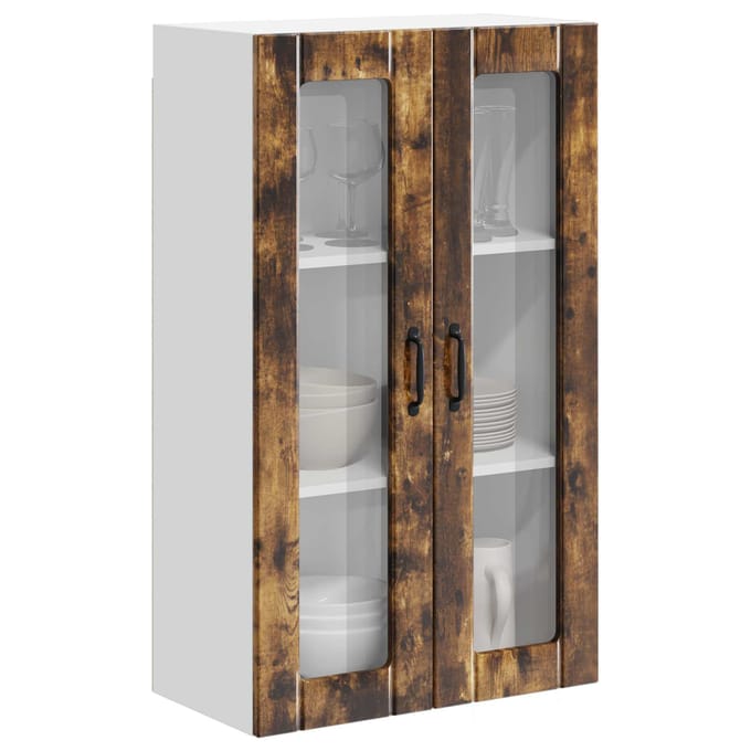 vidaXL - Wandglas - Kasten - LUCCA - Gerookt - eiken - 60 - x - 31 - x - 100 - cm
