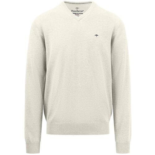 Fynch-Hatton Trui V-Neck Uni Superfine Cotton Off White / male