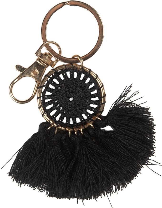 Clayre & Eef Sleutelhanger 7 cm Zwart Synthetisch