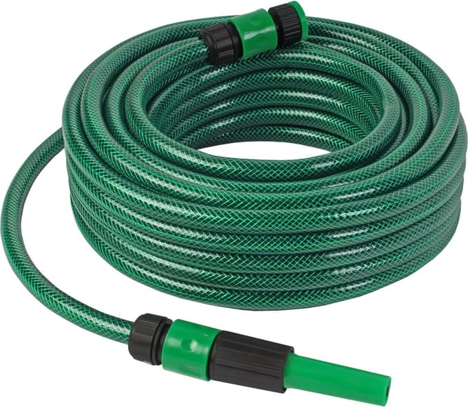 Talen Tools - Tuinslang - Met koppeling en spuit - Versterkt - 1/2 inch - 15 meter - Grijs