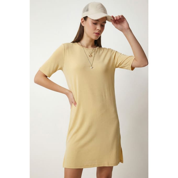 Korte Mouw Mini-jurk met Split