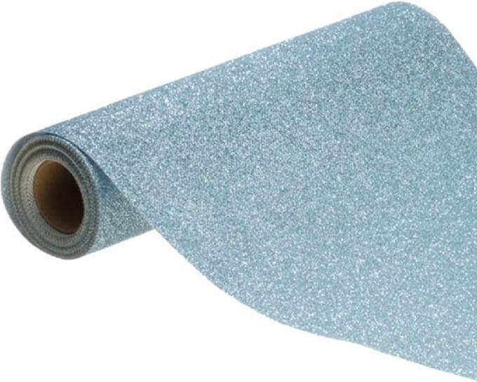 Chaks Tafelloper op rol - licht blauwe glitter - 30 x 500 cm - polyester