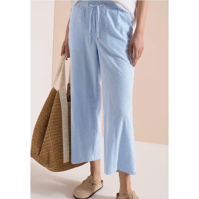 7/8 Wide Legs broek in seersucker kwaliteit