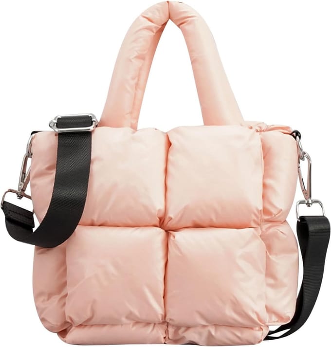 Dames Gewatteerde Tas - Schoudertas Hobo - Dagelijks Gebruik - Zachte Winter Vulling - 25 cm - Wit