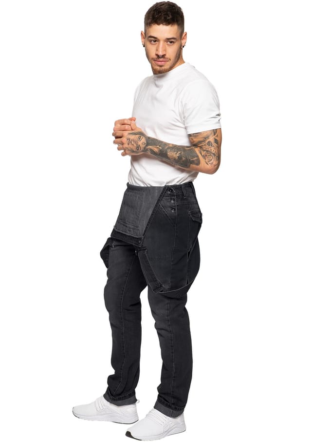 Enzo | Denim Overall tuinbroek voor heren - Zwart