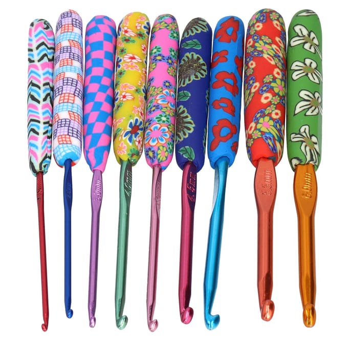 9-delige Haaknaaldset met Ergonomische Handvatten Naalden DIY Knutselaccessoires voor Vrouwen blue