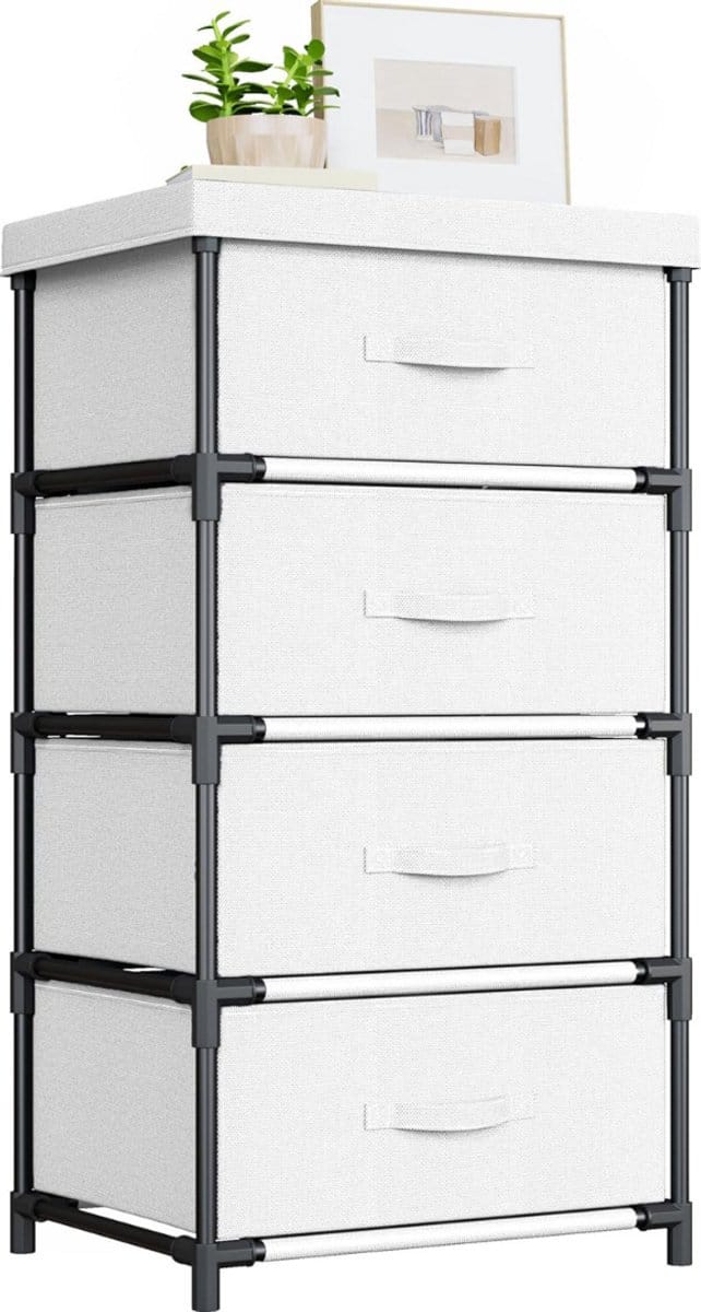 ZRSS® Ladenkastje - Ladenkast Slaapkamer en Kantoor - Stoffen Nachtkastje - Commode 4 Laden - Wit