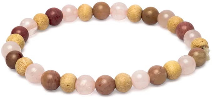 Armband thuliet, rozenkwarts en tulsi