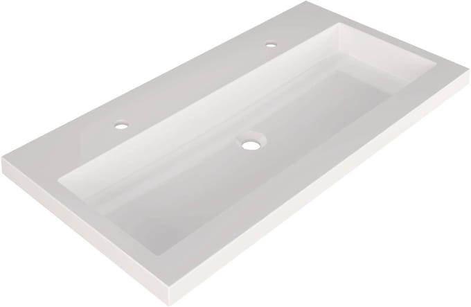 Saqu Straight Wastafel 2 kraangaten 100,5x51,5x4 cm Mat Wit