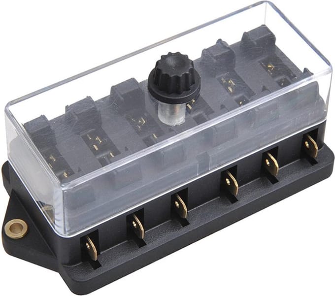 ProPlus Waterdichte zekeringsdoos - 6 polig - 6 zekeringen - 30 amp - transparant deksel