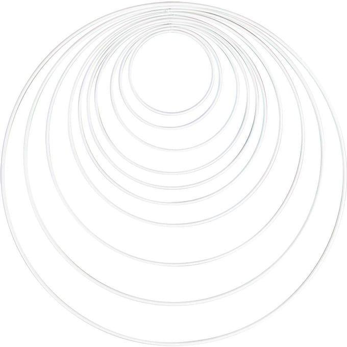 Metalen ring "Cirkel", 10 - 40 cm, set van 10, Wit