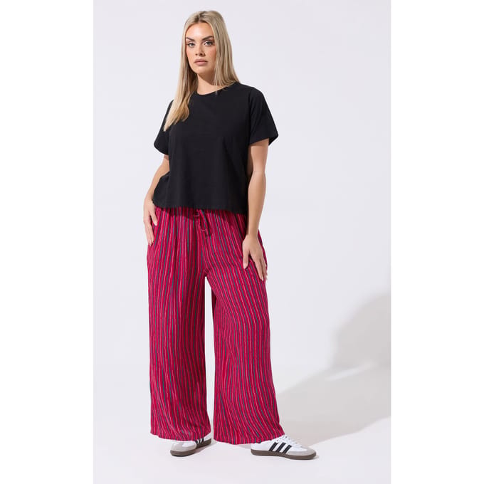 Limited Collection Rode Broek Met Streep En Wijde Pijpen Size 44