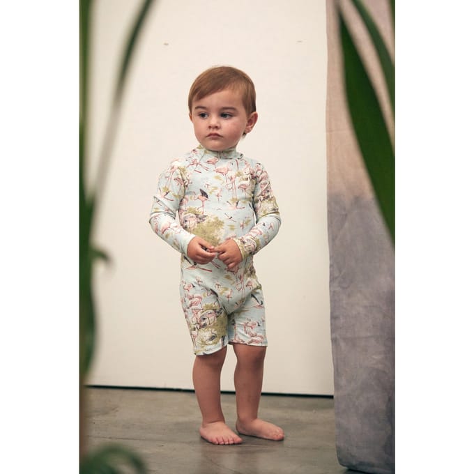 Louise Misha Bathing Jumpsuits Amrit Acqua Darj Flamingo Maat: 9M | Baby Rompers Outlet | kids | Blauw
