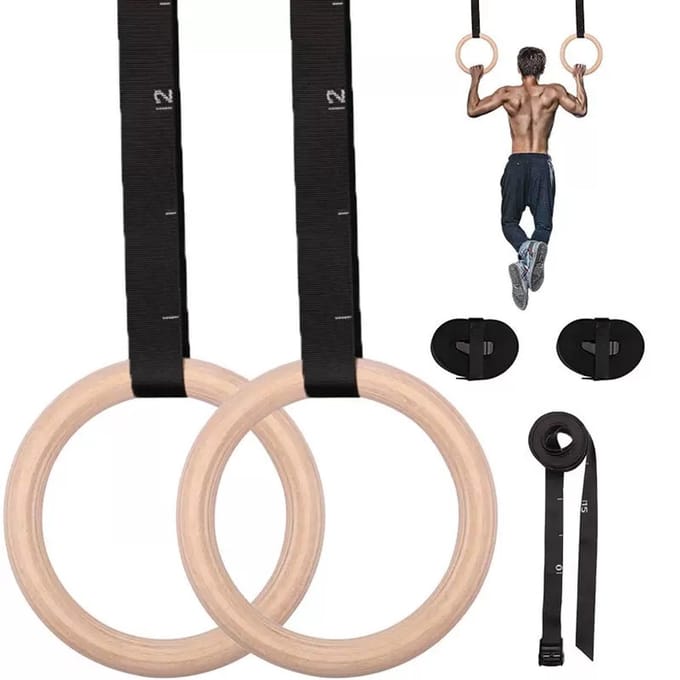 Garpex® Turnringen met 32 mm Houten Grip - Verstelbaar - SecureLock