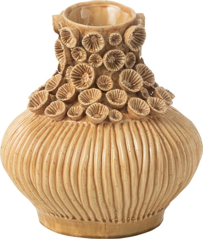 J-Line Vaas Gourd Koraal - keramiek - oker - Ø 32 cm