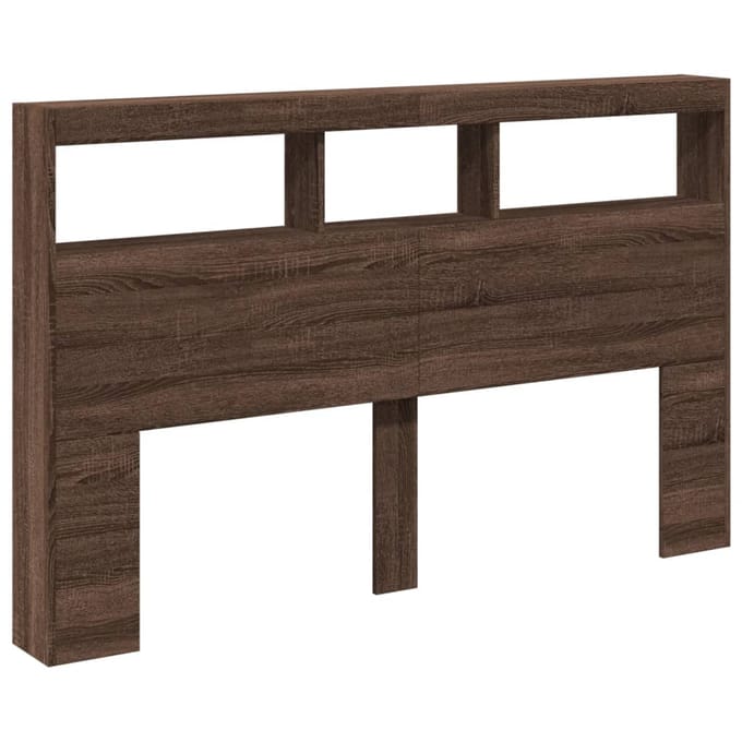 vidaXL - Hoofdbordkast - met - LED-verlichting - 160x17x102 - cm - bruin - eiken