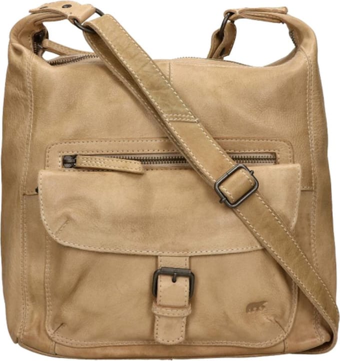 Bear Design Medium Crossbodytas / Schoudertas Dames - Leer - Anna - Beige