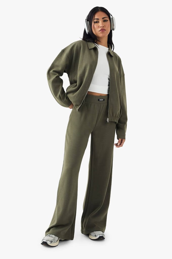 boohoo Dames DSGN Studio Zware Interlock Kraag Ritssluiting Sweatshirt | Washed Khaki | Maat: 2XL