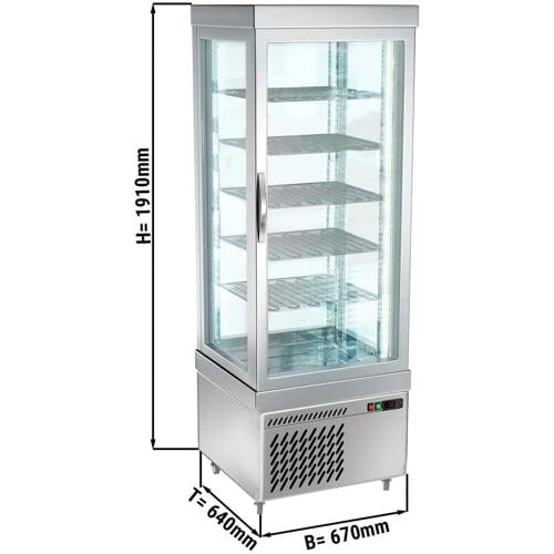 GGM Gastro Panoramavitrine - 430 Liter - 670mm - 5 Ablagen -Silber Zilver