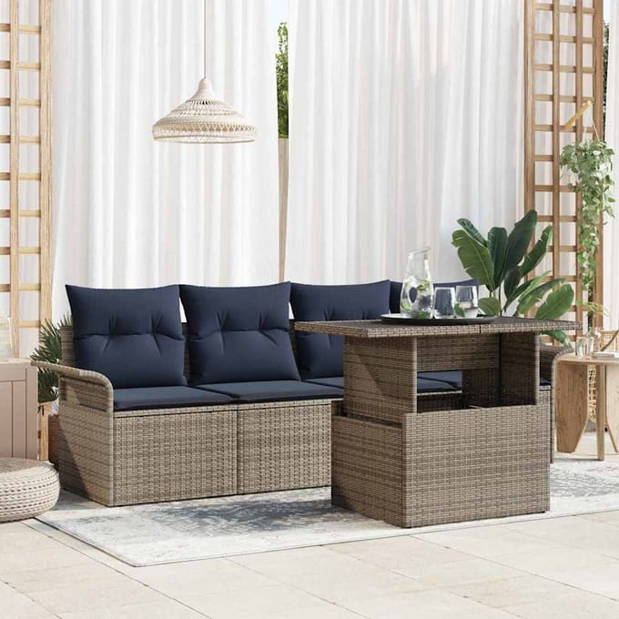 vidaXL Tuin Sofa Set 5 st Grijs [Synthetisch]: Poly Rattan