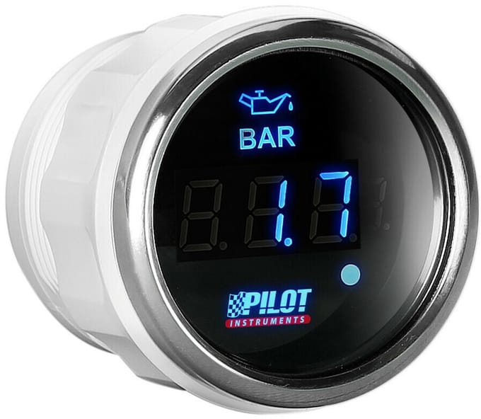 Zwarte digitale oliedruk meter - 52mm