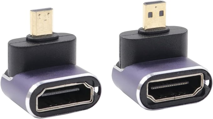 90 Graden Micro HDMI naar HDMI Adapter - UHD 8K, 48Gbps High Speed, 2.1 Extender voor 8K@60Hz en 4K@120Hz (2-pack)