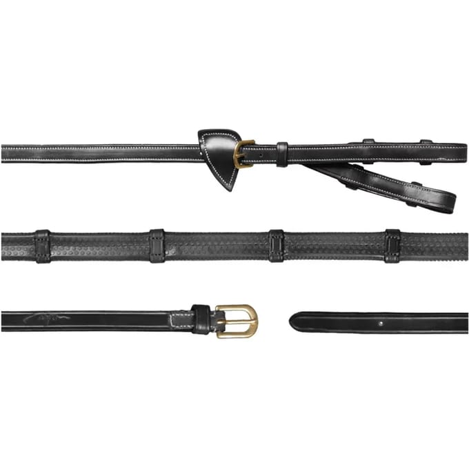1/2 Converter Rubberteugels met 7 leren passanten Zwart Cob