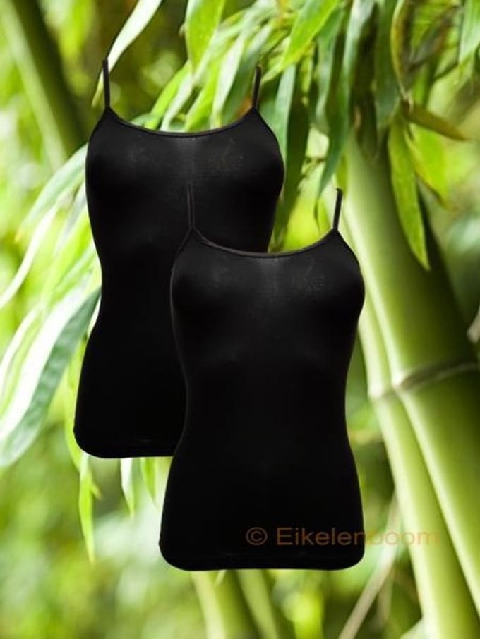 Boru Bamboo - maat M - 2-pack dames spaghettihemd - zwart