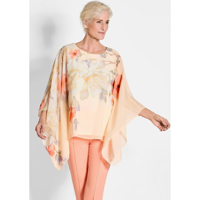 Blouse - perzik / gedess. - Gr. 40 van Goldner Fashion