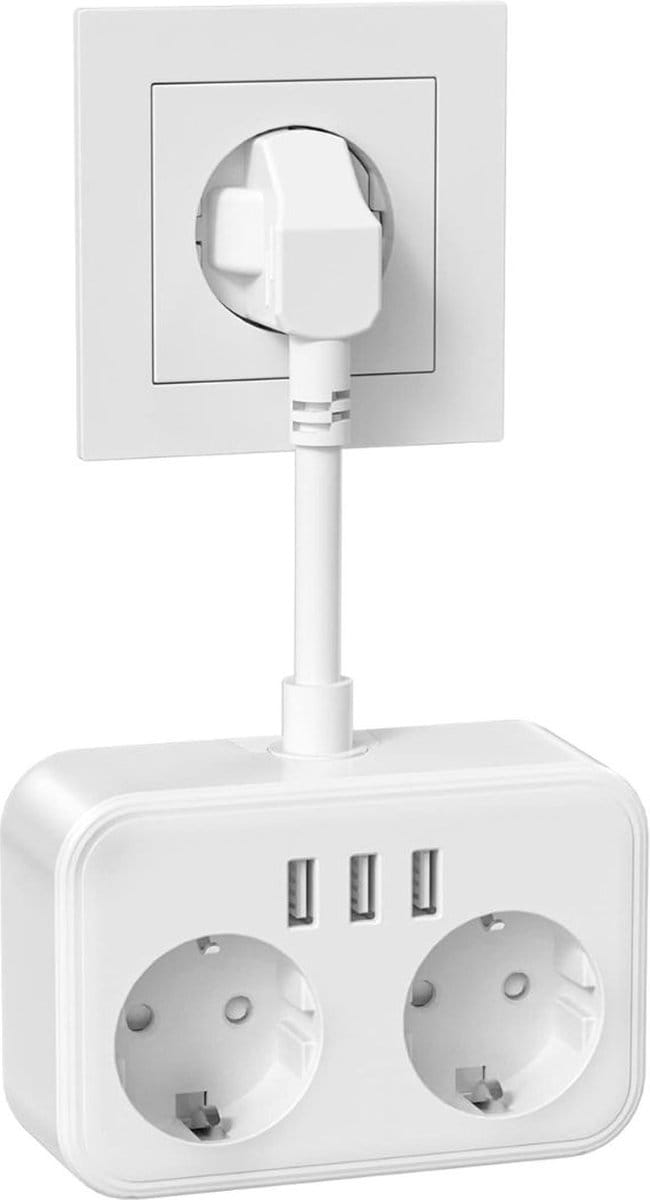ApexArte® Stekkerdoos met USB - Verdeelstekker - Stopcontact Splitter - Wit