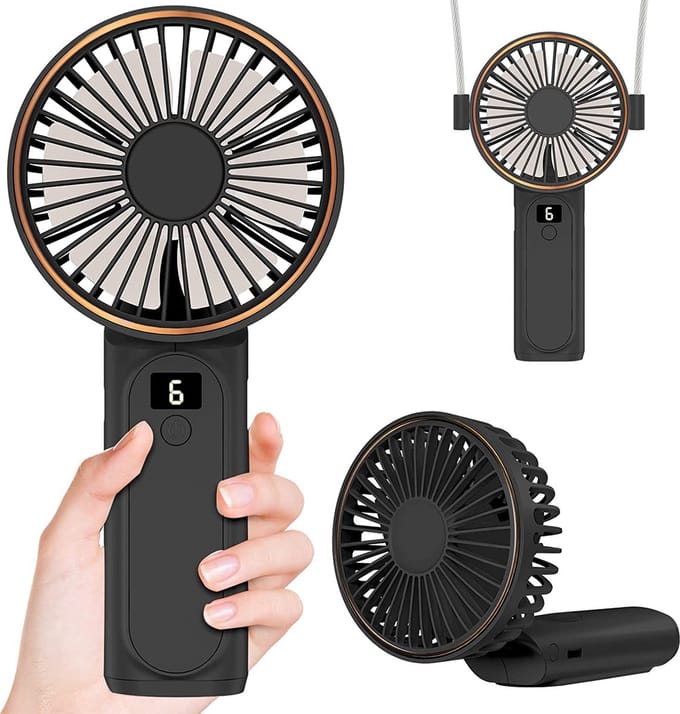 YONO Handventilator - Draagbare Mini Ventilator - Oplaadbaar - Powerbank - 6 Standen - Zwart