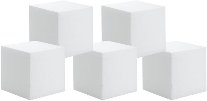 Hobby/knutsel piepschuim kubus blok - 5x - 15 x 15 cm - wit - figuren om te knutselen