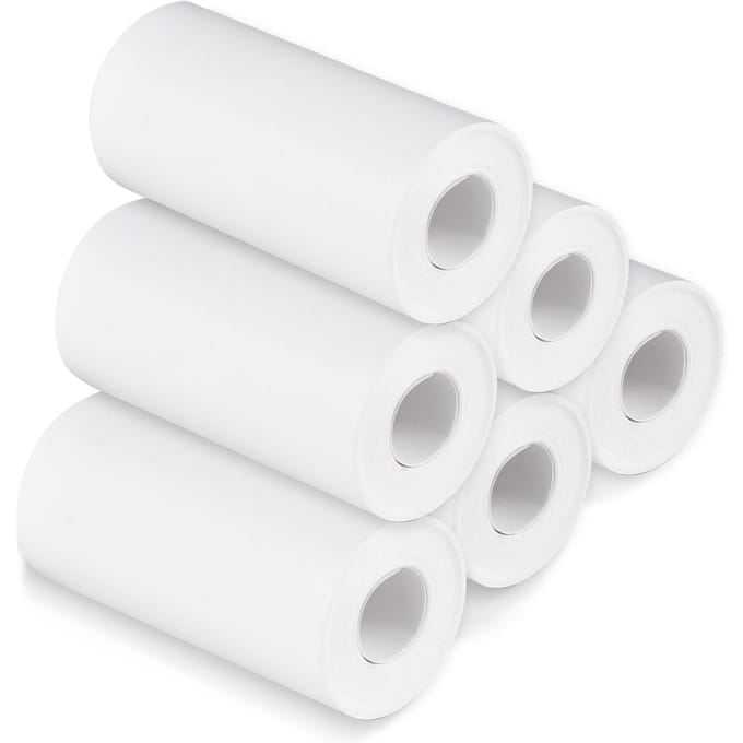 Thermisch Papierrol 56mm Printpapier voor Labelprinter Kinder Instant Camera Navulling Printpapier, Pak van 6 Rollen 6 rolls white