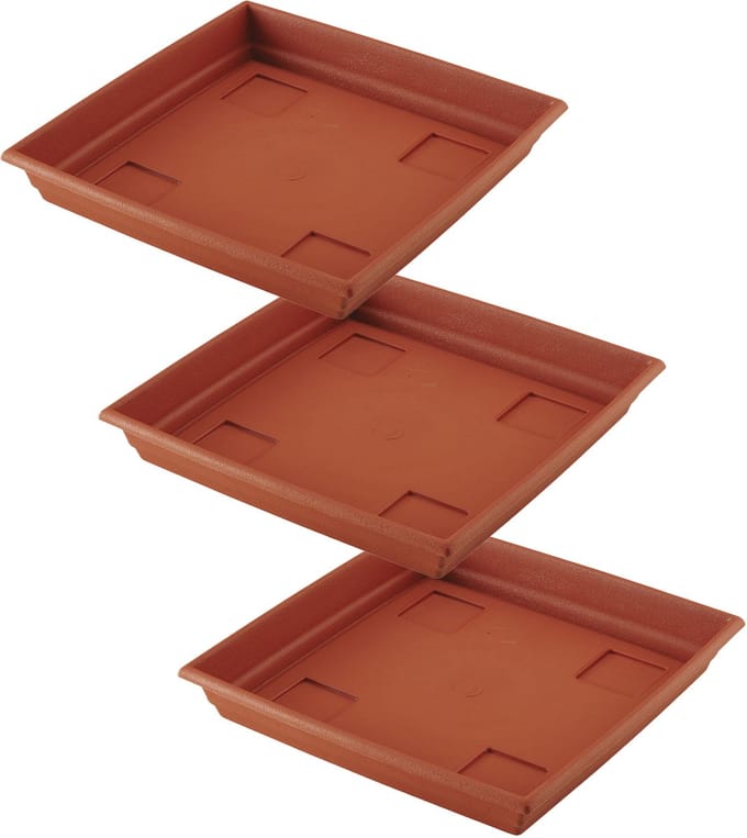 Bloempot Onderschaal - 3x - Terra Cotta - Kunststof - 31 cm