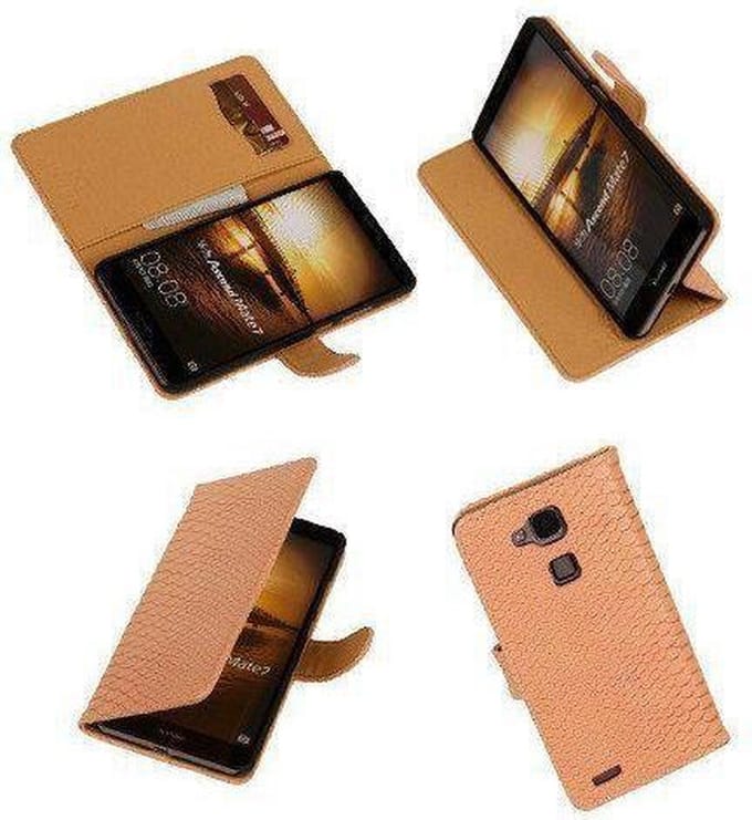 Slang Pink Huawei Ascend Mate 7 Bookcase Cover Hoesje