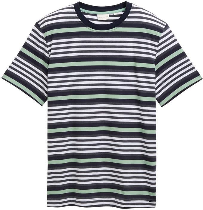 Tom Tailor - T-shirt met gestreept patroon - Maat L - navy multicolor melange stripe