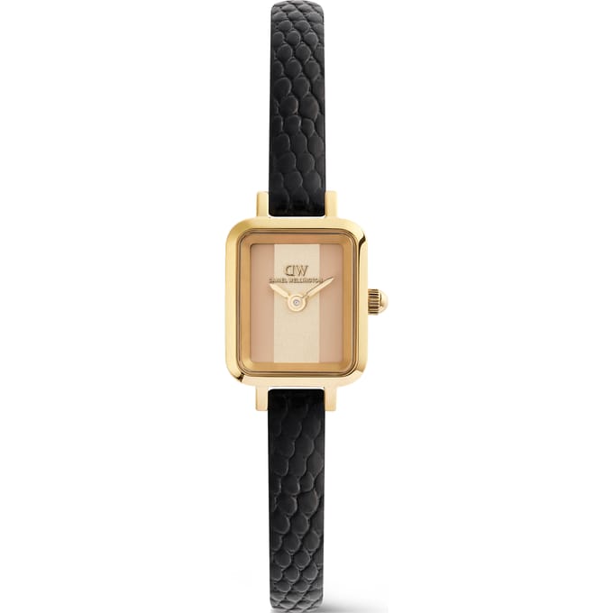 Daniel Wellington DW Watch Quadro Mini Black Lizard Conwy Gold 15mm