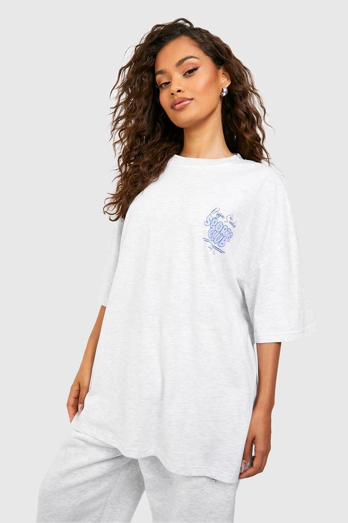 Dames Dsgn Studio Sports Bubble Slogan Oversized T-shirt | Asgrijs | Maat: Medium